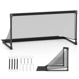59" Portable Folding Soccer Goal (Size L, Black) - Heavy-Duty Metal Frame, Tear-Resistant PE Net (Option: Defaulttitle)
