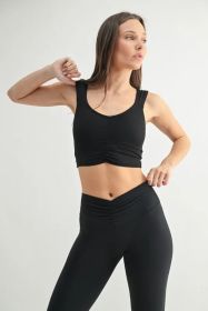 MONO B Ruched Front Active Tank (Color: BLACK, size: L)