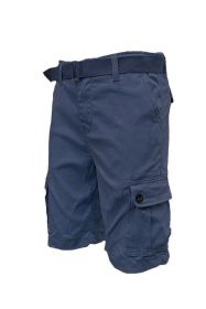 Weiv Mens Belted Cargo Shorts Pockets and Belt (Color: Navy, size: 38)