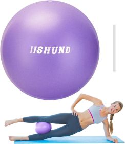 Pilates Ball, 9 Inch Small Exercise Soft Workout Yoga Ball with Exercise Guide, for Home Gym Yoga, Pilates, Core Training, Workout, Balance, Stab (Color: Purple)