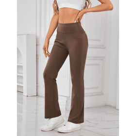 JupiterGear High-Waisted Pants with Pockets (Color: Brown, size: S)